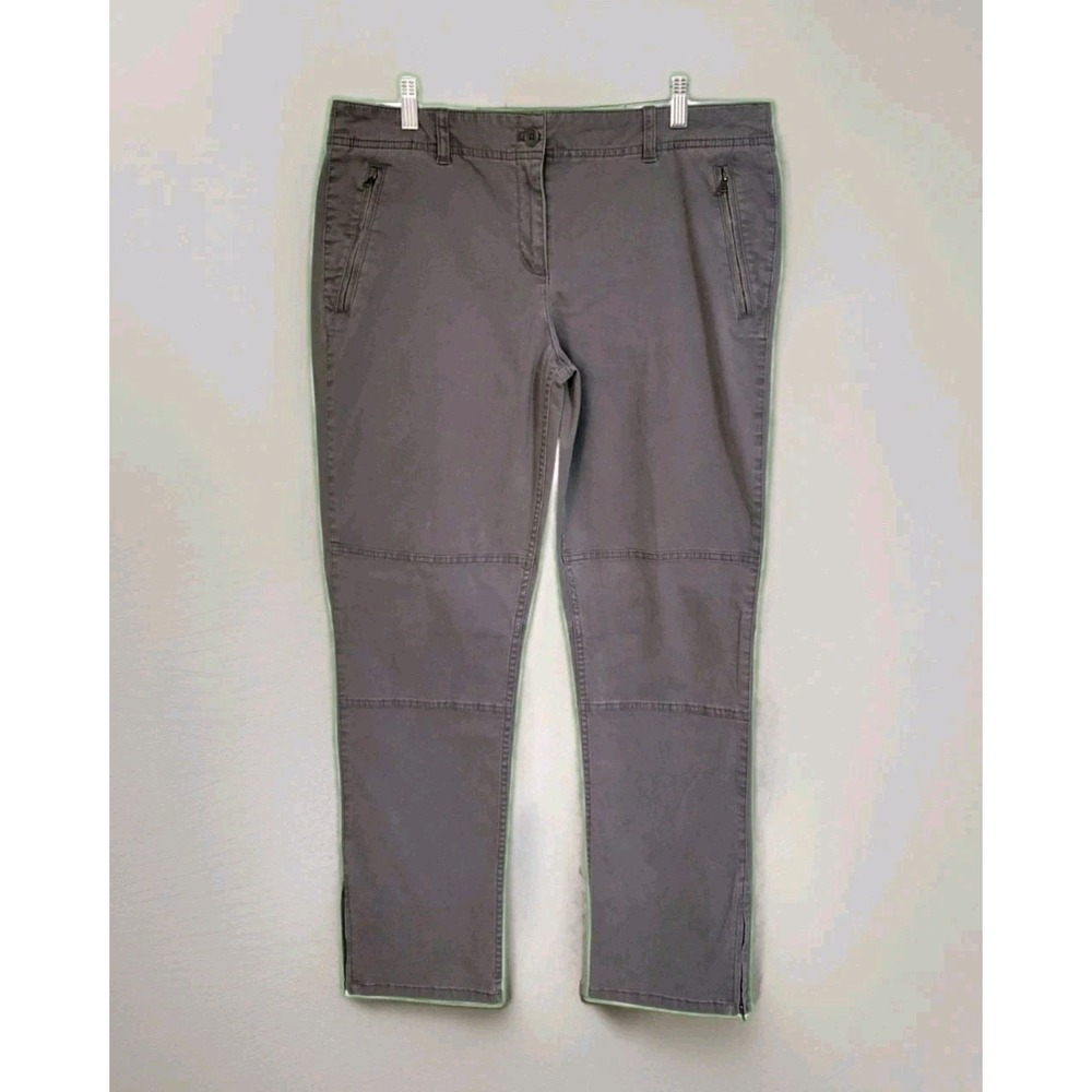 T by Talbots Gray Performance Slim Travel Pants with Zip Pockets & Ankle Zip  14